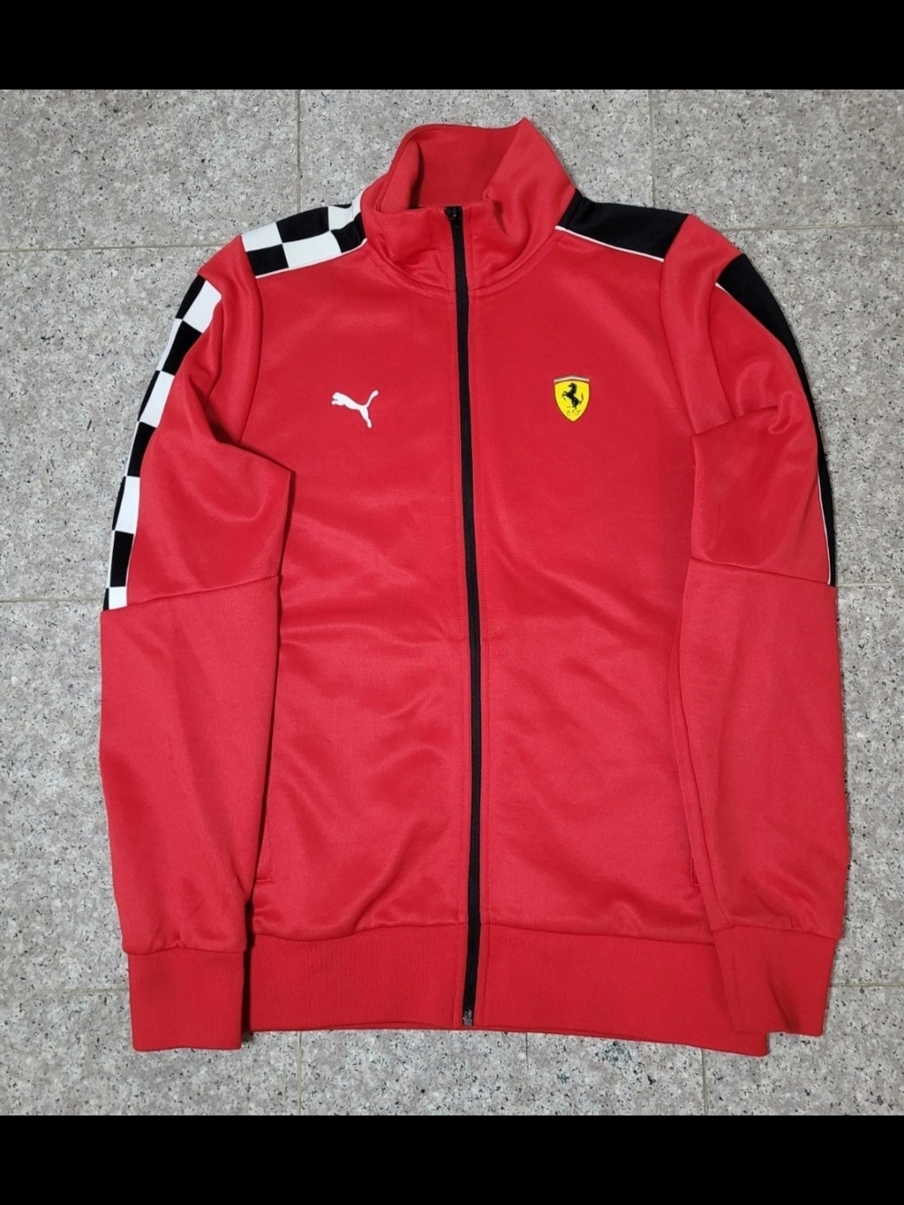 Puma x Ferrari Red Track Jacket with Checkered Detail Size Small